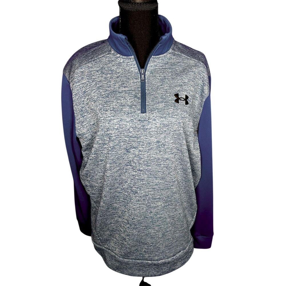 Under Armour Mens Armour Fleece Twist 1/4 Zip Pullover Teal Sz M Warm Comfort